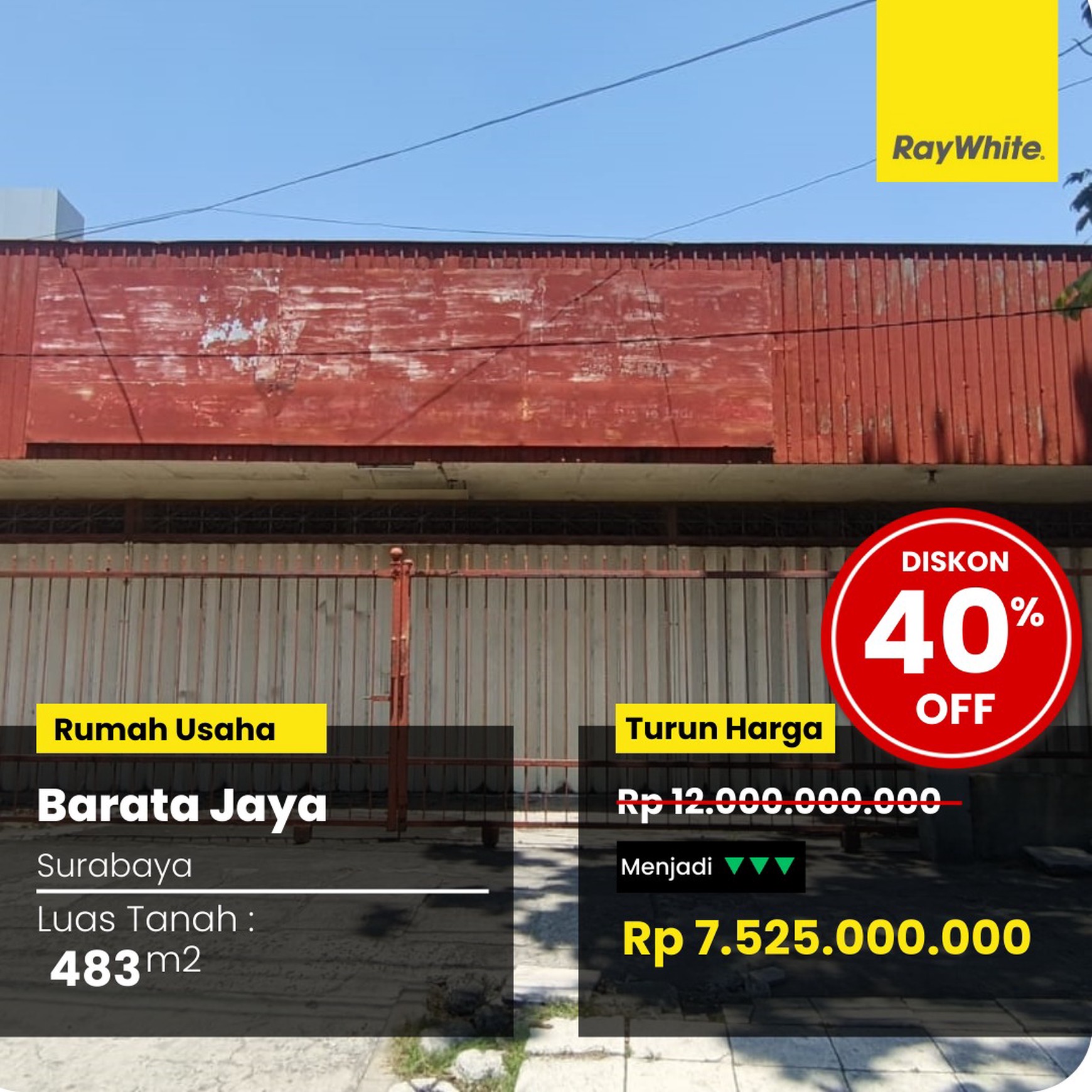 Dijual Rumah Usaha Murah di Jalan Barata Jaya Surabaya