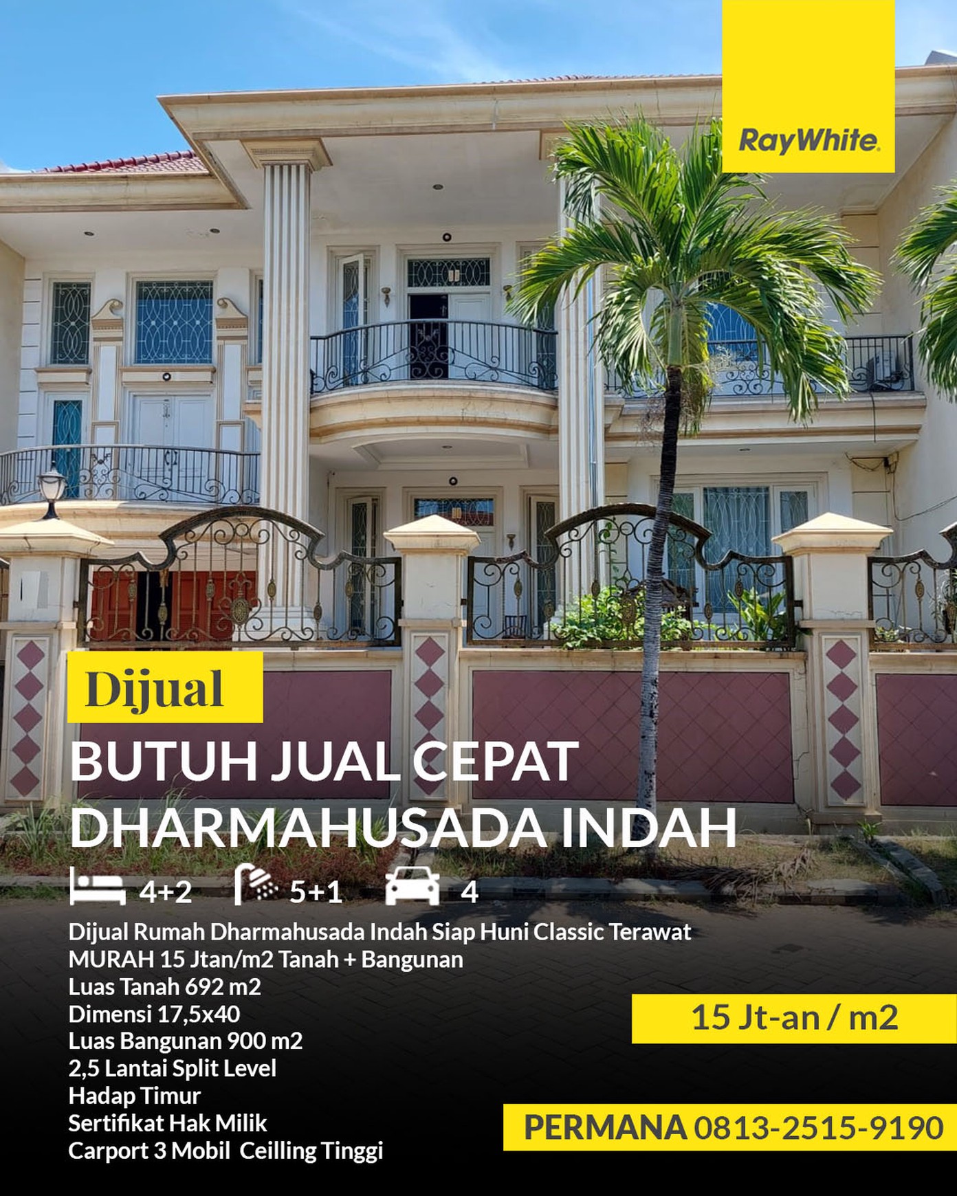 Termurah! Butuh Cepat Laku Dharmahusada Indah Siap Huni Classic Mewah 