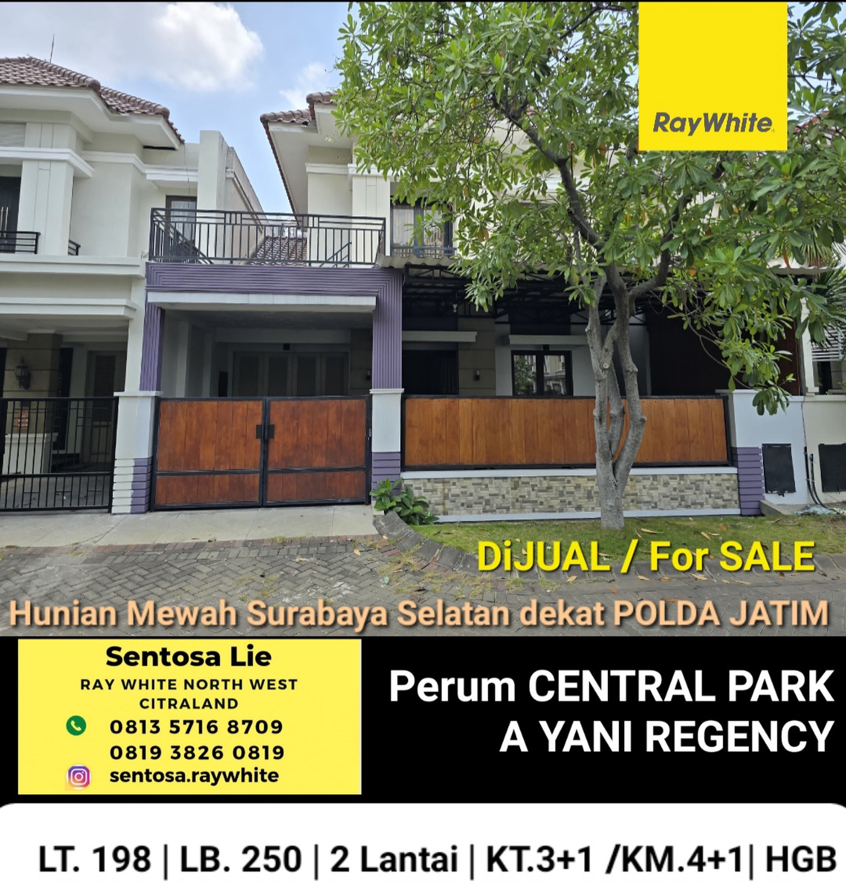 MURAH Dijual Rumah Central Park A Yani Regency - A Yani Residence - Modern 2 Lantai Dekat Polda Jatim, Cito, Graha Pena, Masjid Agung