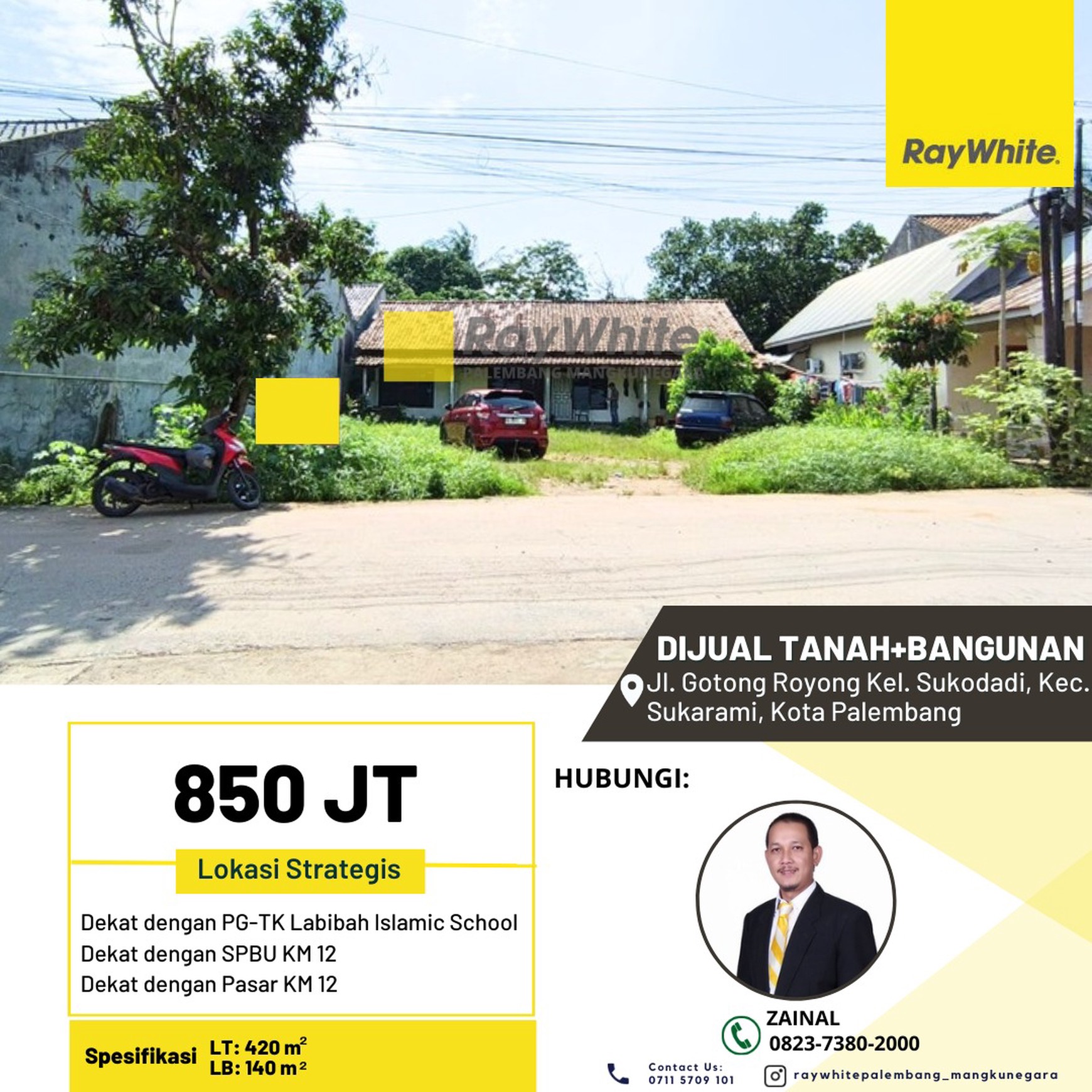 DIJUAL TANAH + BANGUNAN LOKASI AREA STRATEGIS KOTA PALEMBANG
