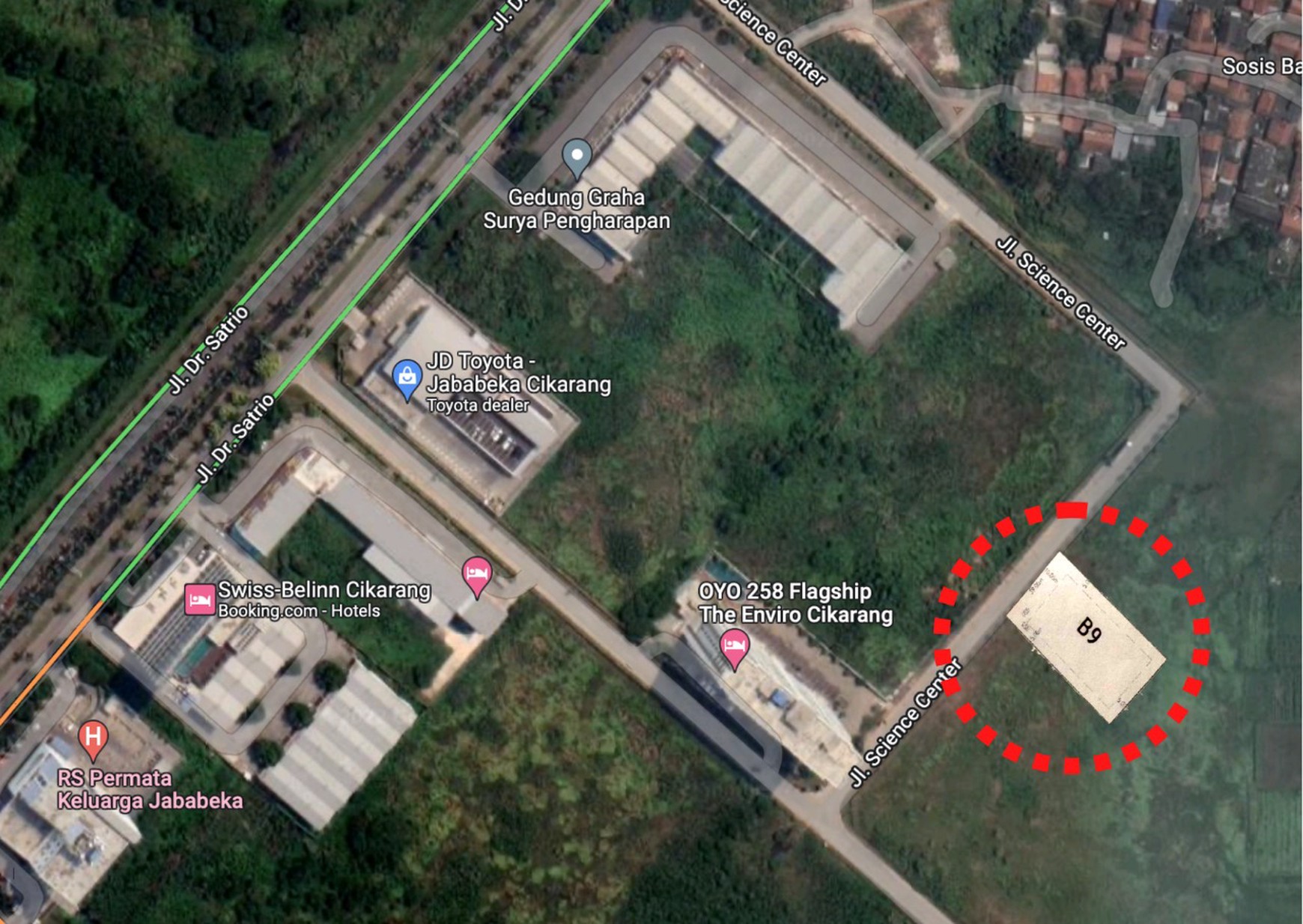 Tanah Komersial Strategis di Jalan Science Center Jababeka