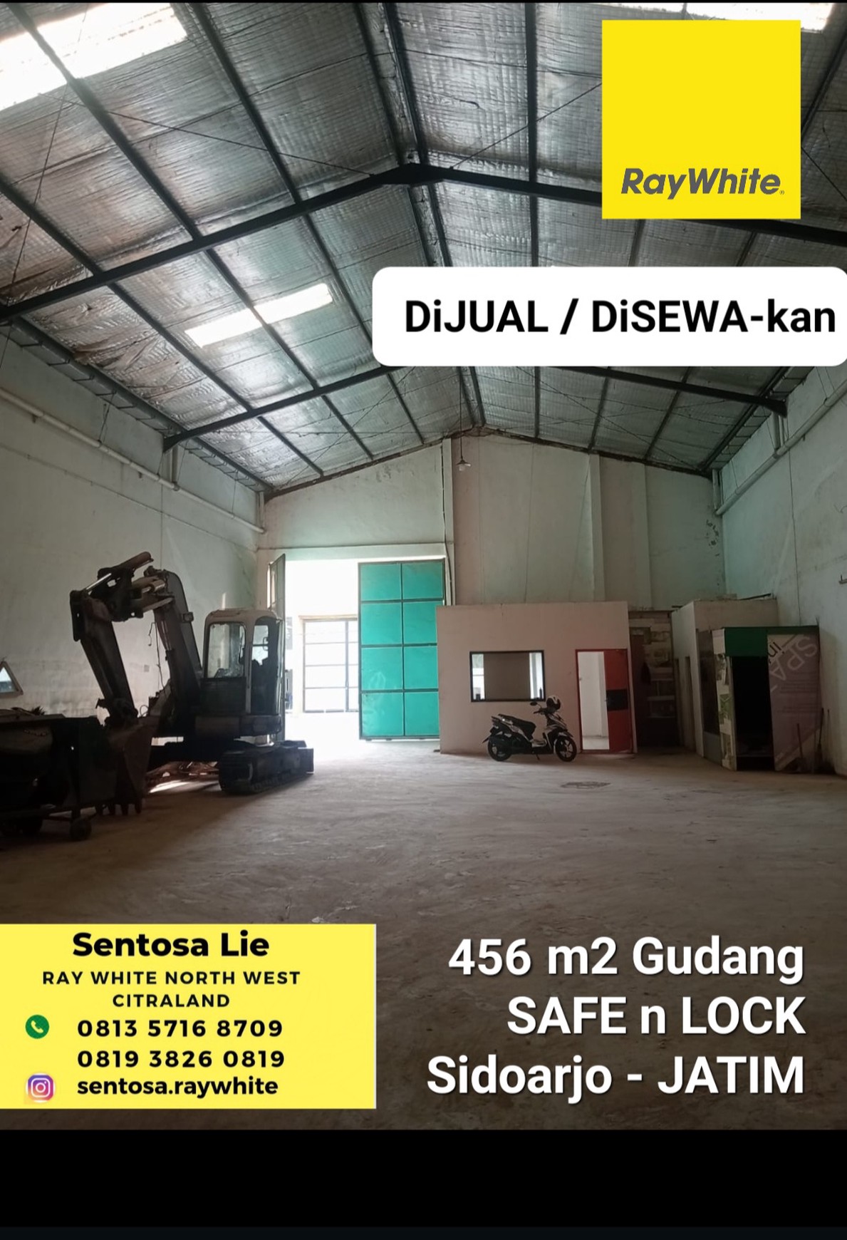 Dijual 456 m2 Gudang Save N Lock Sidoarjo Jatim Akses Truk Kontainer - Dekat Akses Tol, Lingkar Timur Sidoarjo