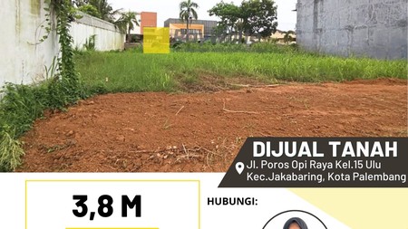 Dijual Tanah di Jl. Poros Opi Raya Kel.15 Ulu Kec. Jakabaring, Kota Palembang