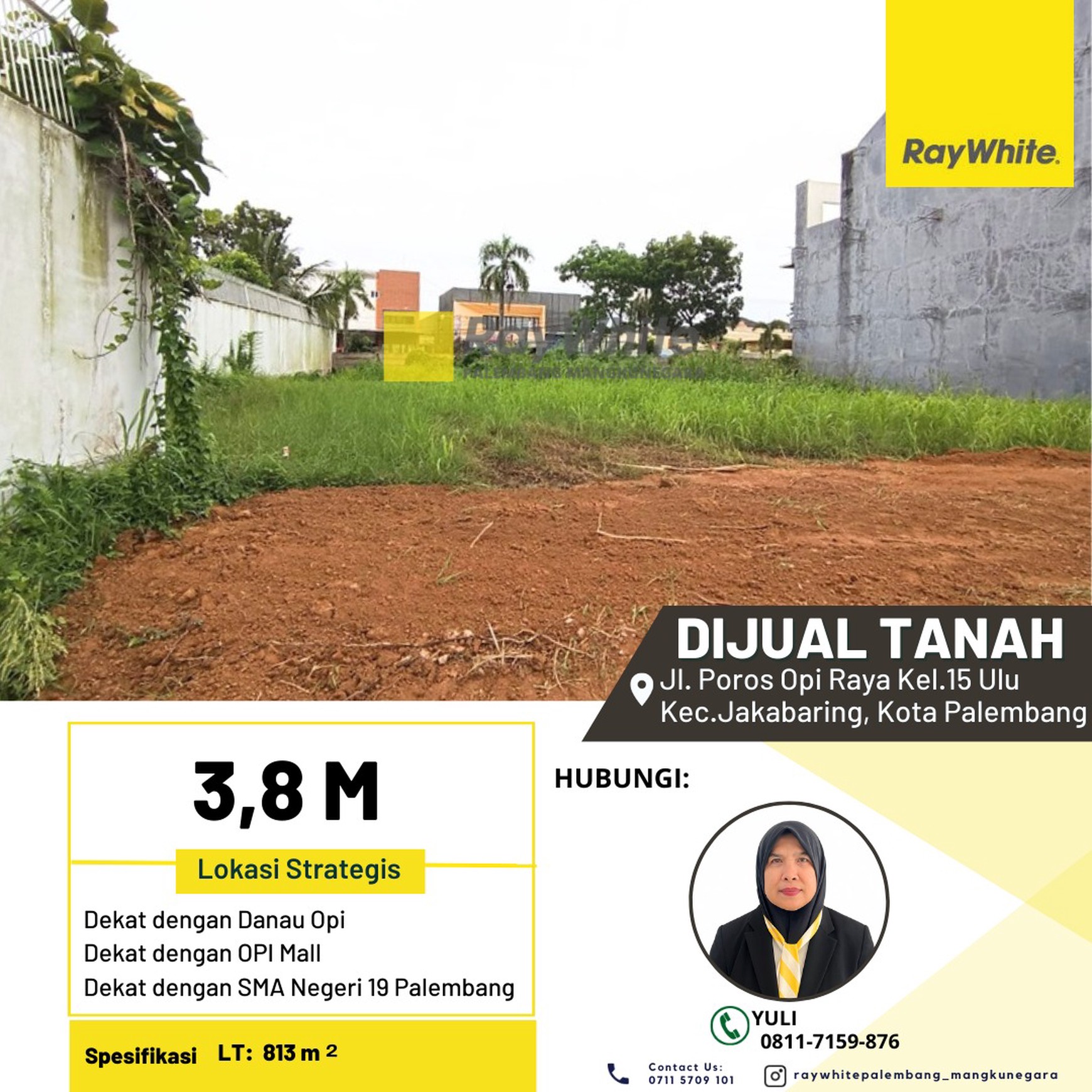 Dijual Tanah di Jl. Poros Opi Raya Kel.15 Ulu Kec. Jakabaring, Kota Palembang