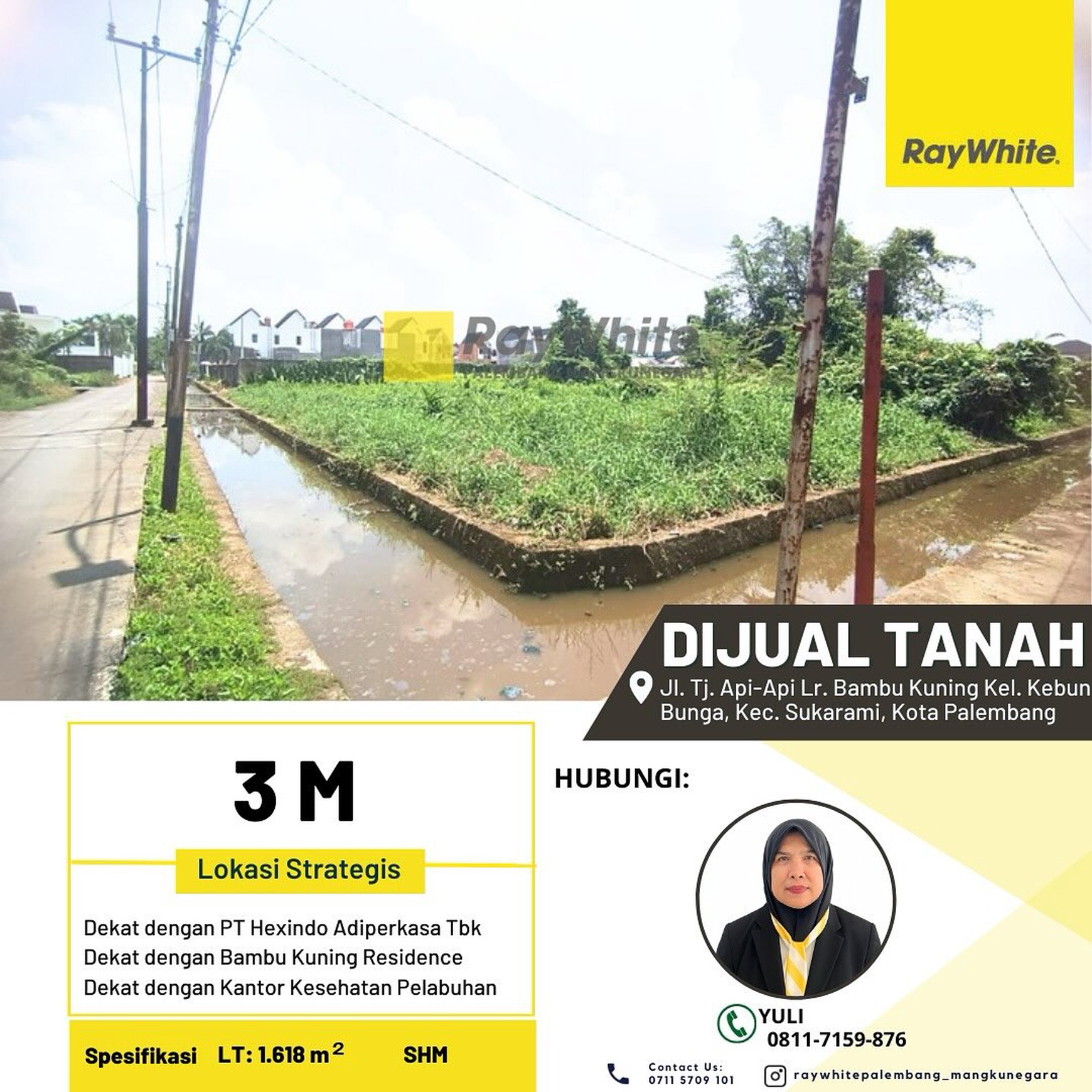 Dijual Tanah di Jl. Tj. Api-Api Lr. Bambu Kuning Kel. Kebun Bunga, Kec. Sukarami, Kota Palembang