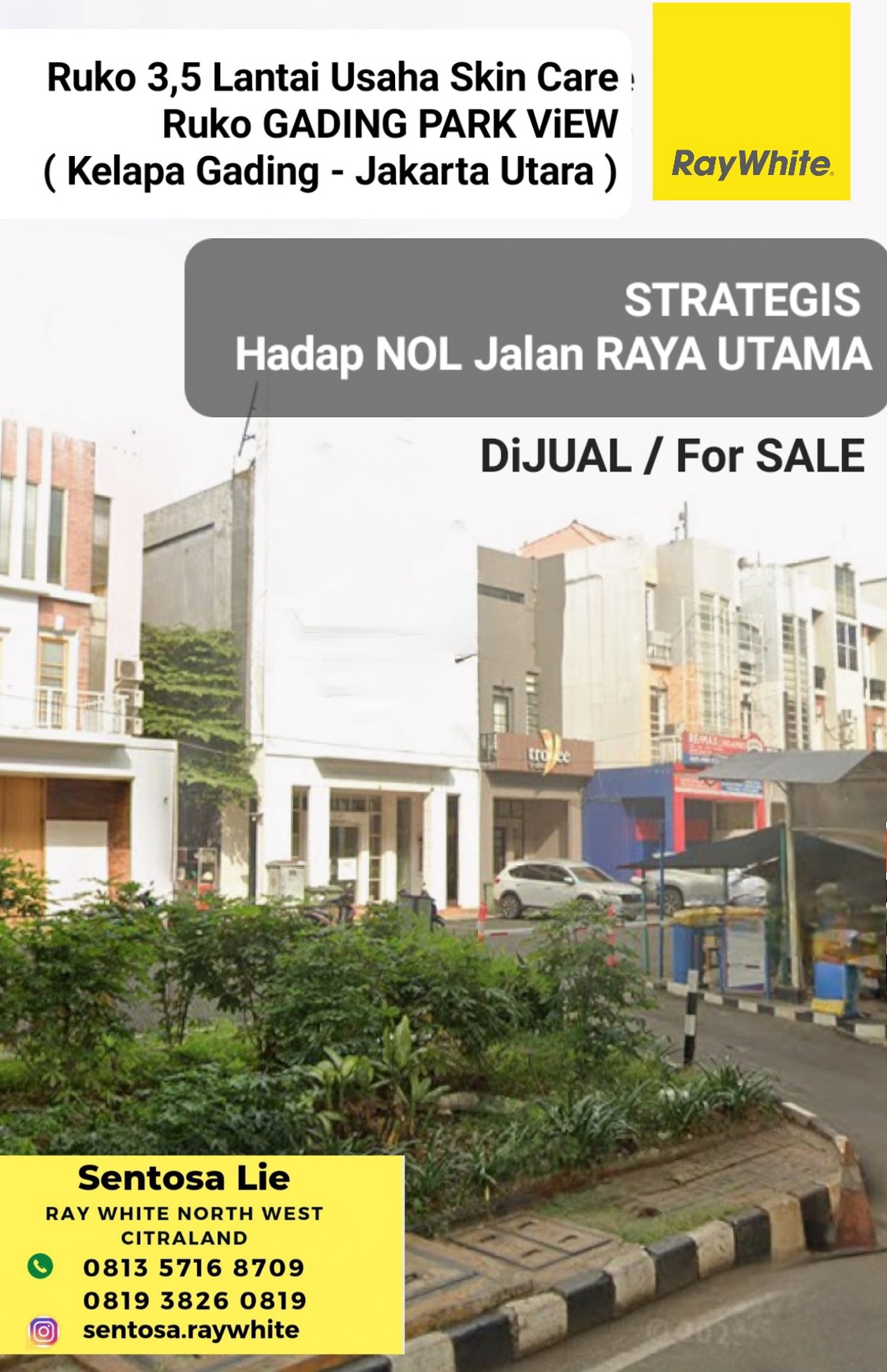 Dijual Ruko Gading Park Kelapa Gading Jakarta Utara - Hadap Nol Jalan Raya Utama - Bonus Usaha Klinik Skin Care Aktif Plus Peralatan Full Furnished Lengkap - Aktif Operasional - Parkiran Mobil Luas