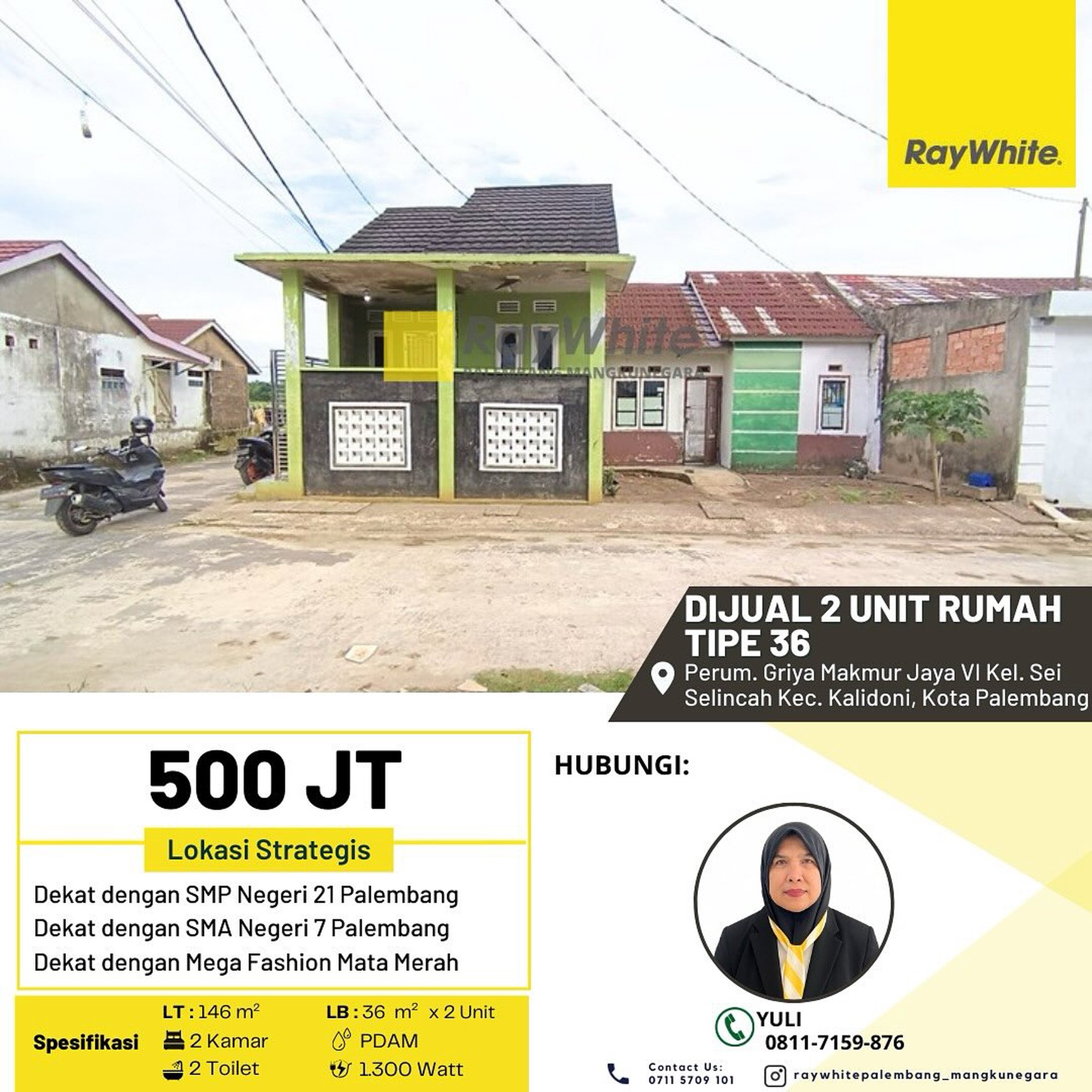 Dijual 2 Unit Rumah Tipe 36 di Perum. Griya Makmur Jaya VI Kel. Sei Selincah Kec. Kalidoni, Kota Palembang