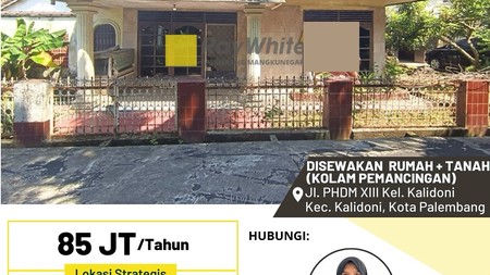 Disewakan Rumah + Tanah di Jl. PHDM XIII Kel. Kalidoni Kec. Kalidoni, Kota Palembang