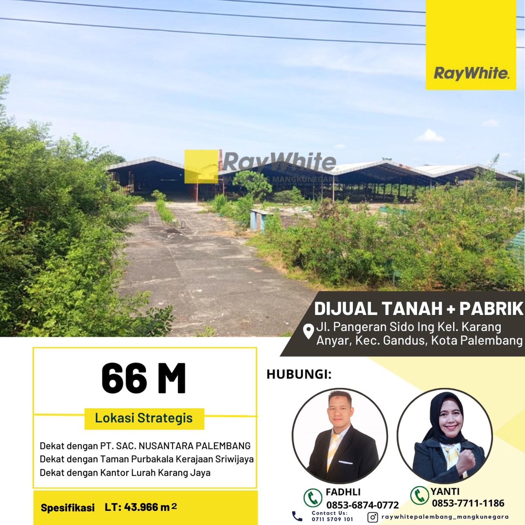 Tanah dan Pabrik dekat Sungai Musi Palembang