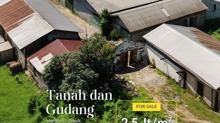 Jual Tanah + Gudang Murah Termurah Di Menangti Gresik dekat tol Surabaya Porong