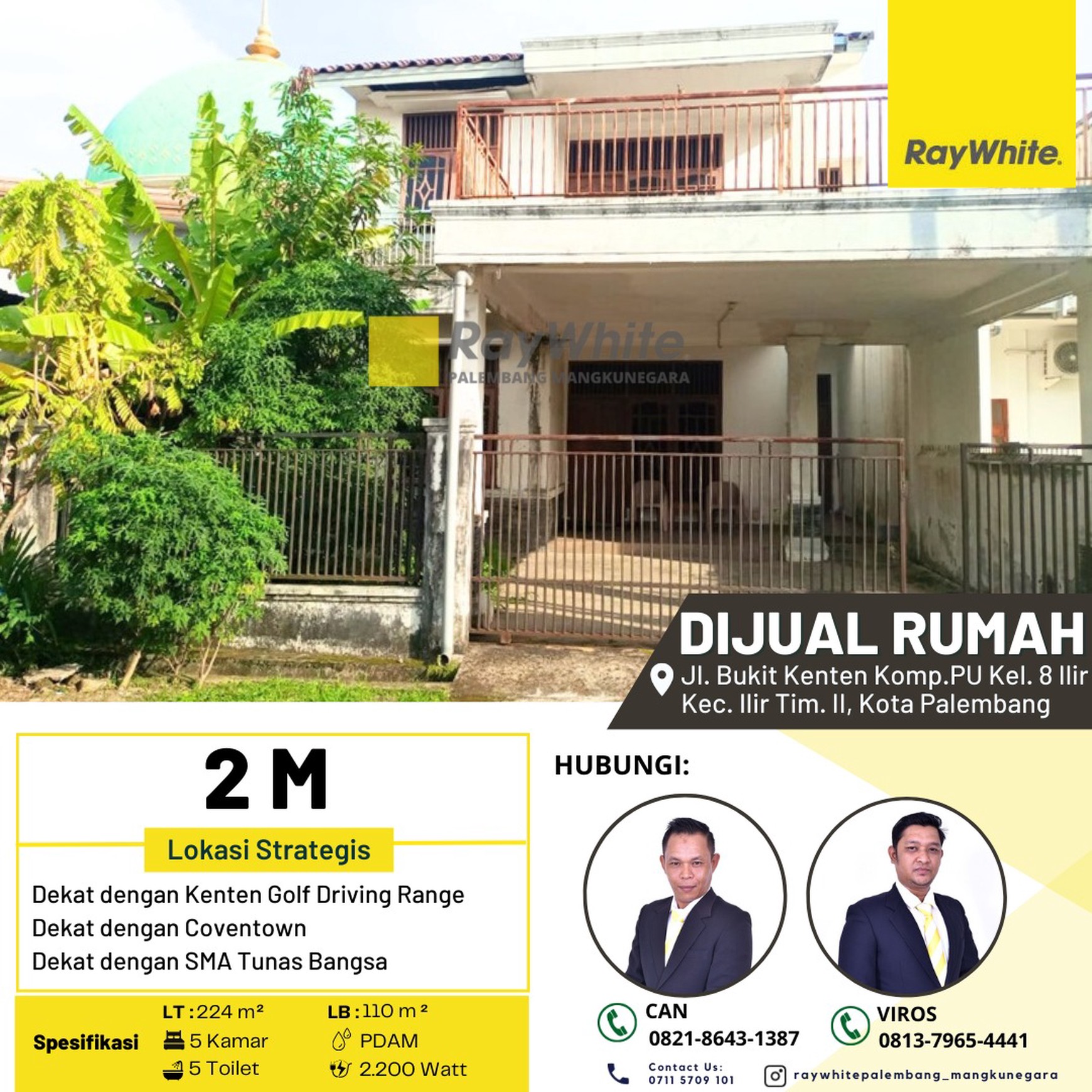 Dijual Rumah di Jl. Bukit Kenten Komp.PU Kel. 8 Ilir Kec. Ilir Tim. II, Kota Palembang