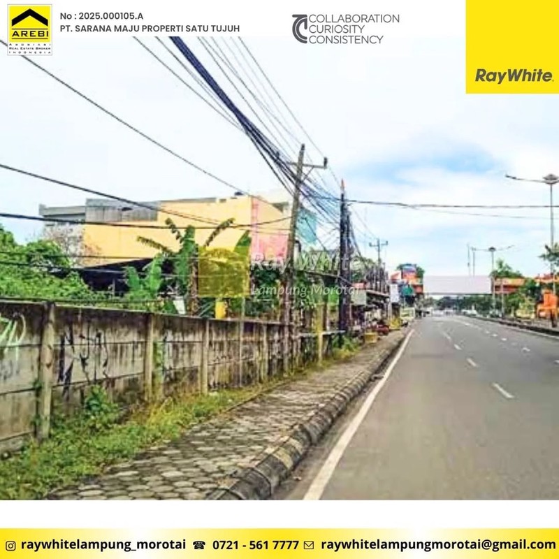Dijual Tanah Murah luas 6954 di jalan utama ZA. Pagar Alam dekat Mall Ciplaz