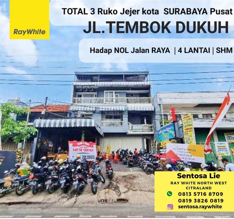 MURAH Dijual 3 Ruko Jejer Tembok Dukuh Surabaya plus Usaha Guest House Full Futnished - Nol Jalan RAYA  - Parkiran Luas 
