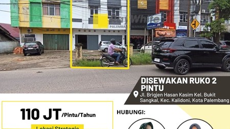 DISEWAKAN RUKO 2 PINTU 3 LANTAI Jl. Brigjen Hasan Kasim Kel. Bukit Sangkal, Kec. Kalidoni, Kota Pale