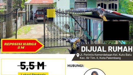 Dijual Rumah di Jl. Perintis Kemerdekaan Kel. Kuto Batu Kec. Ilir Tim. II, Kota Palembang