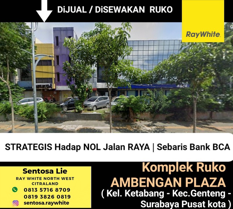 MURAH Dijual Ruko Ambengan Plaza Surabaya Pusat Kota - Hadap Nol Jalan Raya - Sebaris Bank BCA - surat SHM - Cocok Untuk Segala Usaha