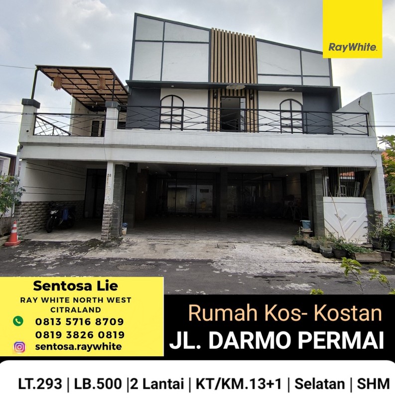 Dijual Rumah Kos - Kostan Darmo Permai - Sukomanunggal Surabaya Barat - Full Furnished- Parkiran Mobil Luas - Lokasi Dekat Pakuwon Mall, Hr. Muhammad, Pasar Modern Puncak Permai