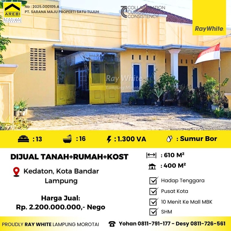 Dijual Rumah dan Kos-Kosan Kedaton