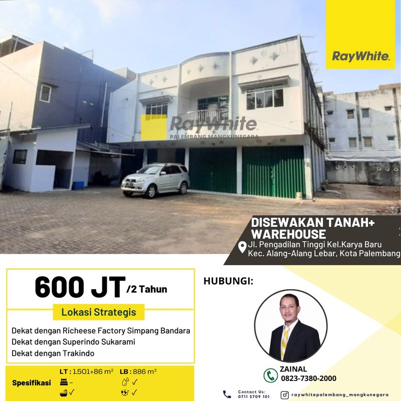 DISEWAKAN WARE HOUSE + TANAH HALAMAN LUAS