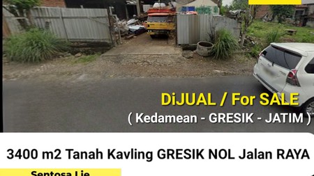MURAH Dijual 3400 m2 Tanah Nol Jalan Raya Slempit - Kedamean - Gresik JATIM - Akses Truk Kontainer - SHM - Strategis Lokasi