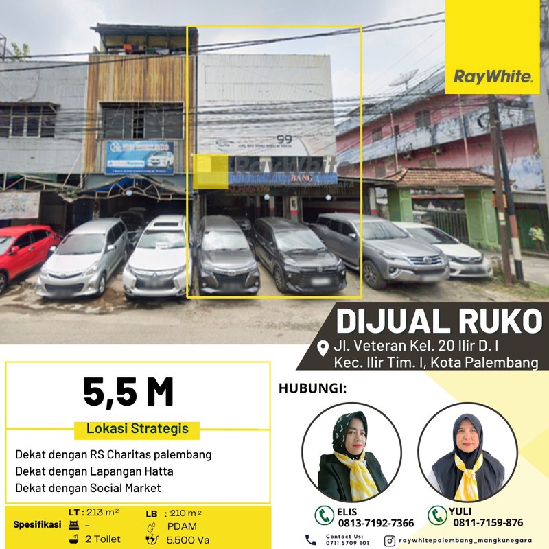 Dijual Ruko Gandeng di Jl. Veteran Kel. 20 Ilir D. I Kec. Ilir Tim. I, Kota Palembang