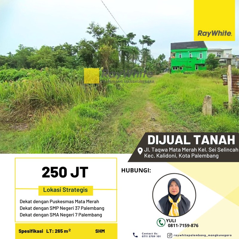Dijual Tanah di Jl. Taqwa Mata Merah Kel. Sei Selincah Kec. Kalidoni, Kota Palembang