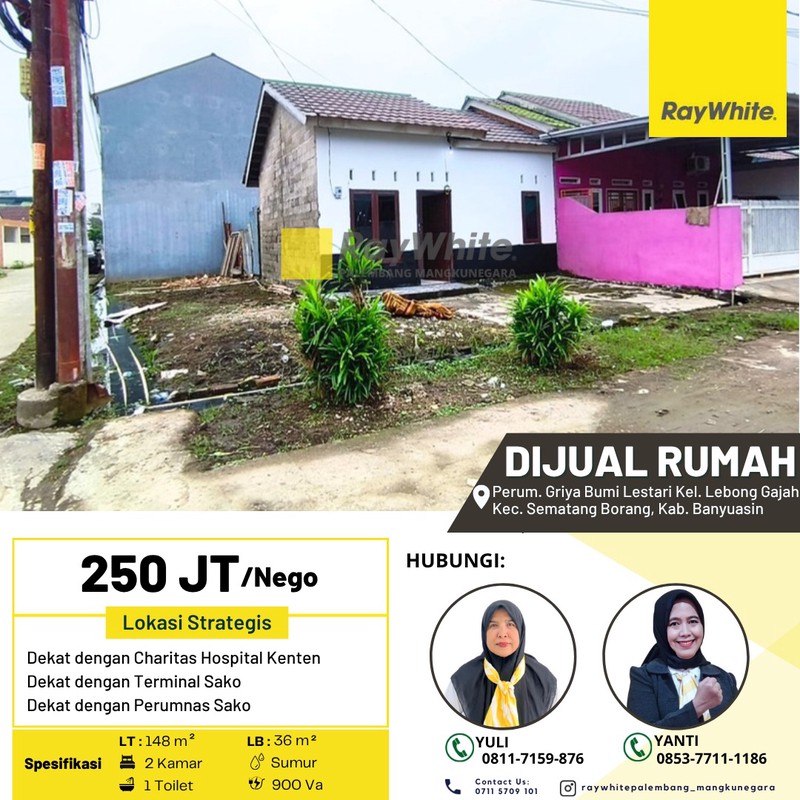 Dijual Rumah di Perum. Griya Bumi Lestari Kel. Lebong Gajah Kec. Sematang Borang, Kab. Banyuasin