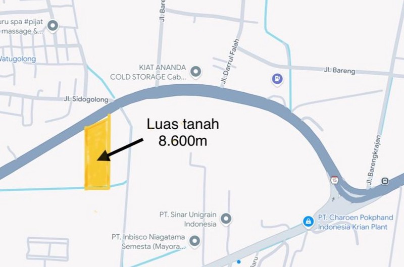 Dijual kavling industrial / komersial di sidoarjo @ Jl. By Pass Krian