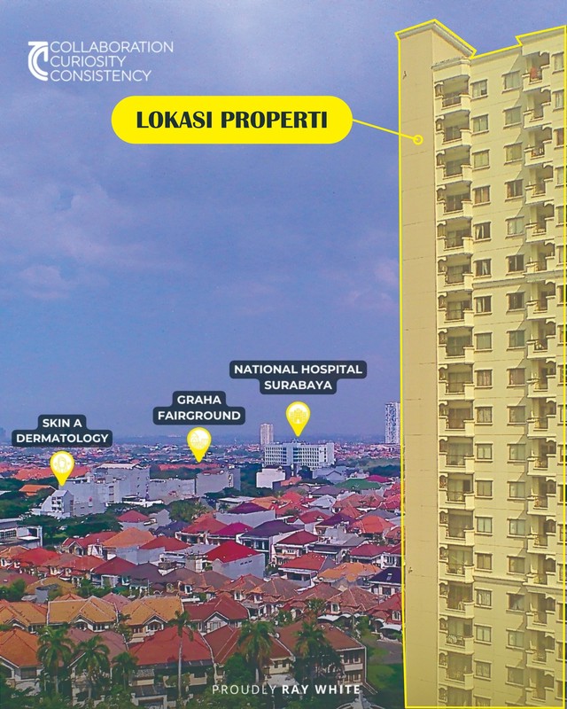 Sewa Apartemen Surabaya Barat Apartemen Waterplace 2 Kamar, Full Furnish Dekat Pakuwon Mall Surabaya Lokasi Strategis Apartemen Dengan View City Light Surabaya