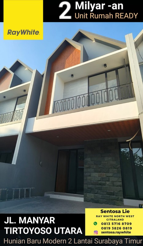 MURAH  2 M-an rumah Baru Manyar Tirtoyoso Utara Surabaya Timur Dekat SMA Petra 2 Manyar , Galaxy Mall, Kampus ITS - Ready  Siap Huni