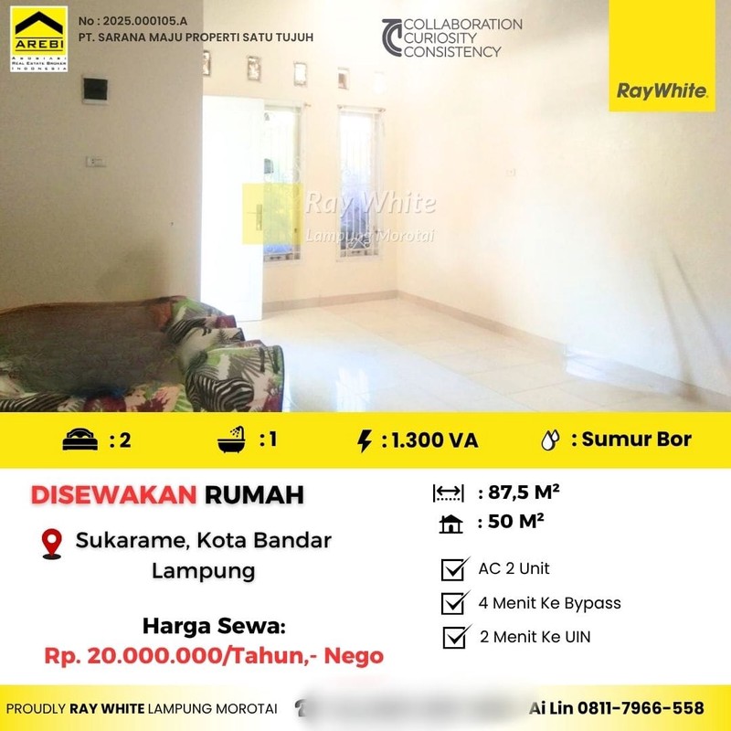 Disewakan rumah di sukarame