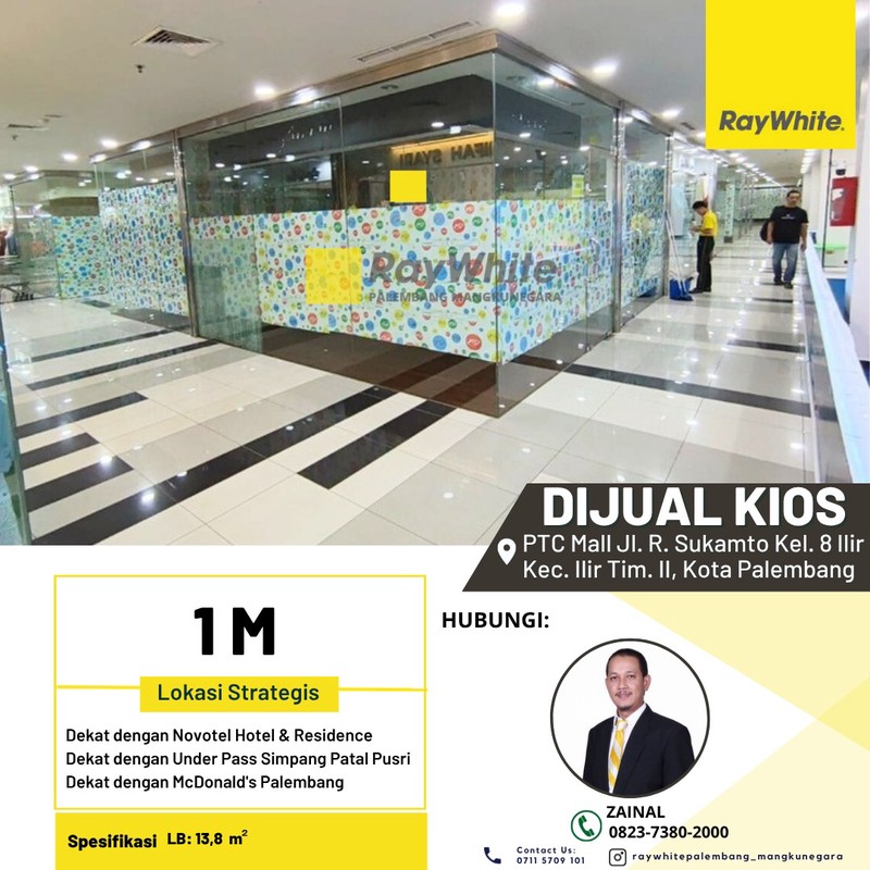 DIJUAL KIOS 1PINTU DIDALAM MALL KOTA PALEMBANG