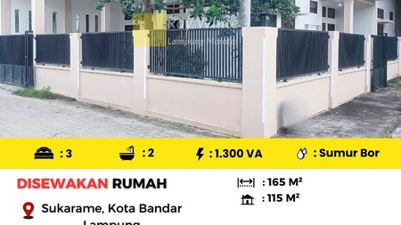 Disewakan rumah di sukarame