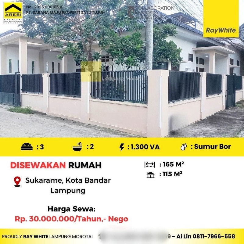 Disewakan rumah di sukarame