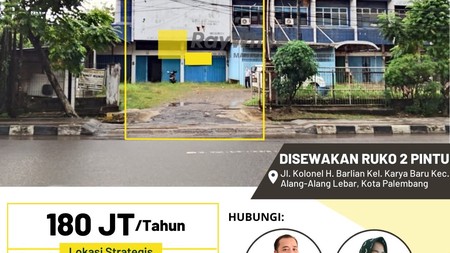 Disewakan Ruko 2 Pintu di Jl Kol H Barlian KM 7 Palembang
