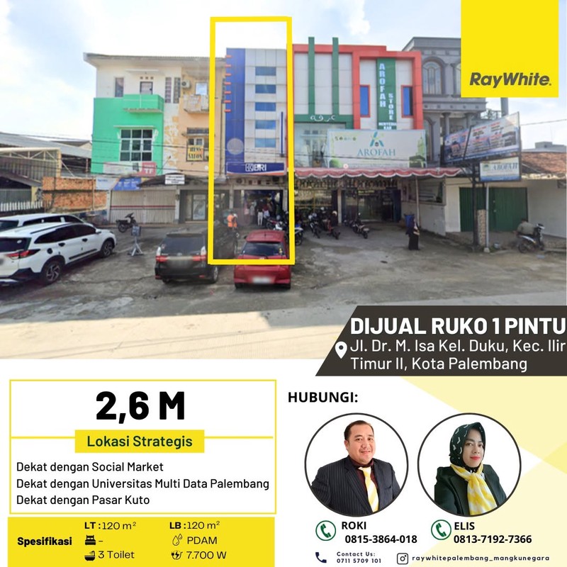 Dijual Cepat Ruko 1 Pintu di Jl Dr M Isa Kota Palembang