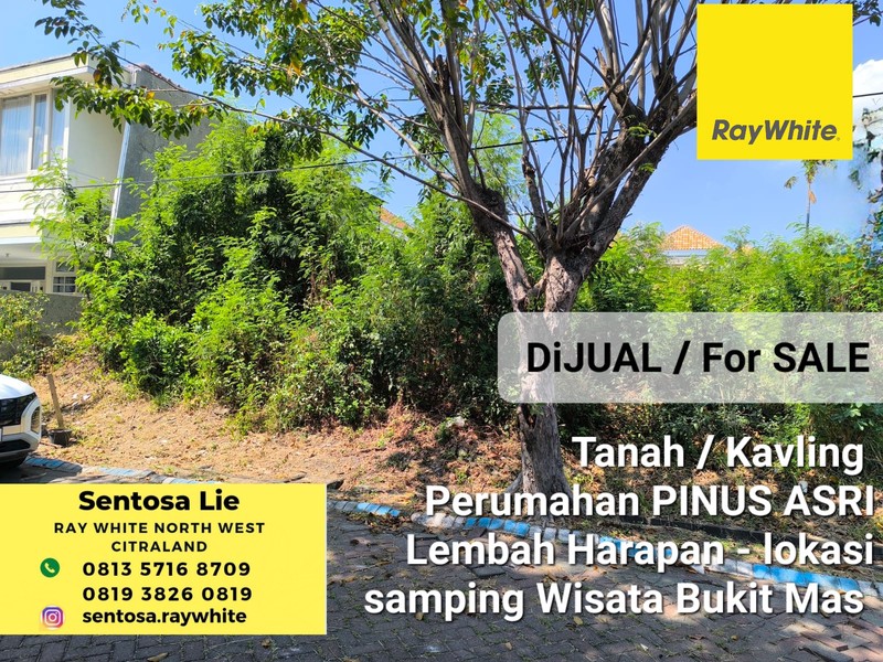 MURAH Rp.10 Juta/m2 Dijual Tanah Kavling Perum Pinus Asri - Lembah Harapan - Samping Wisata Bukit Mas Surabaya Barat Dekat Pakuwon Mall, Citraland
