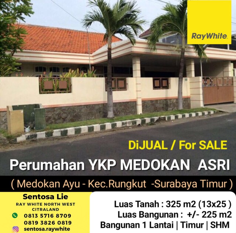 MURAH LUAS  Dijual 325 m2 Rumah YKP Medokan Asri Tengah - Medokan Ayu - Rungkut Surabaya Timur Dekat UPN, Raya Merr, Akses Tol Gunung Anyar, Bandara Juanda