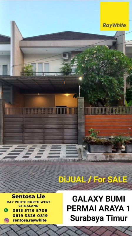 4 Milyar-an Dijual Rumah Araya 1 Galaxy Bumi Permai Surabaya Timur Bonus Full Furnished Mewah Modern Strategis Row Jalan Lebar - SHM