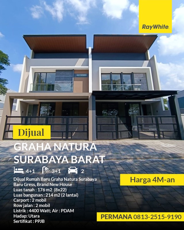 Dijual Rumah Baru Graha Natura Surabaya Barat