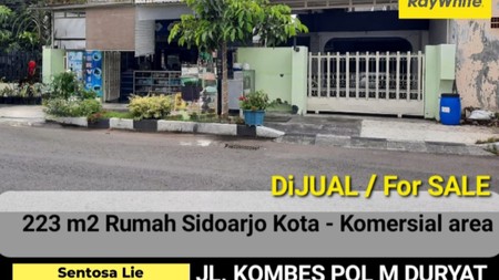 Dijual 223 m2 Rumah Nol Jalan Sidoarjo Kota -jalan Kombes Pol M Duryat - Komersial Area Cocok Buat Segala Usaha Dekat Alun Alun Kota Sidoarjo, City Plaza Sidoarjo