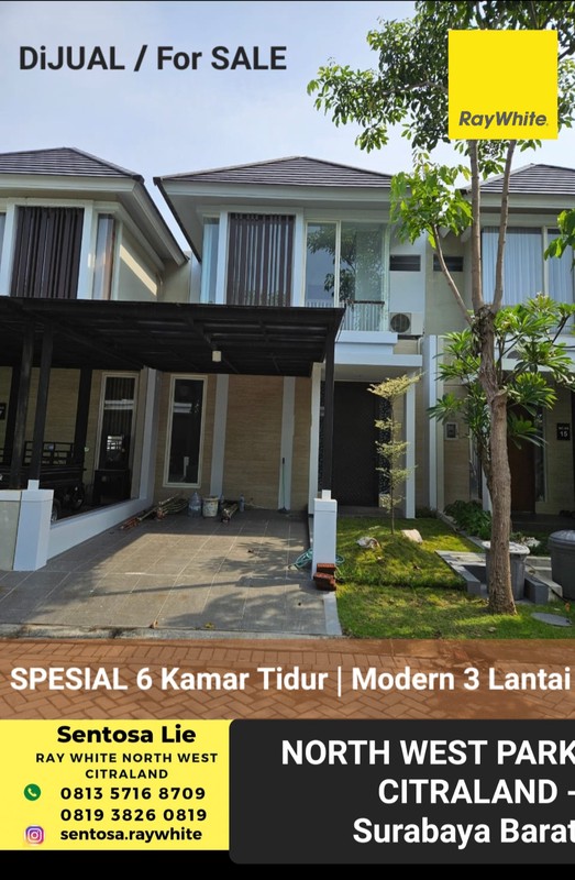 SPESIAL 6 Kamar Tidur Dijual Rumah North West Park Citraland Surabaya dekat Sekolah Ciputra Kasih, Citra Berkat, Sport Center, Bukit Palma