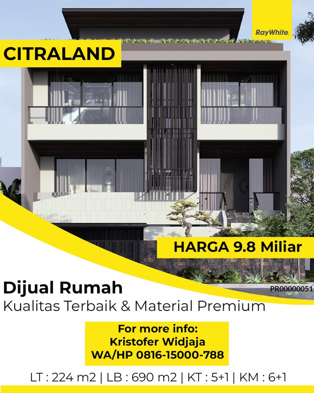 Dijual Rumah Golf Avenue Citraland Surabaya - Mewah 4 Lantai dengan Lift