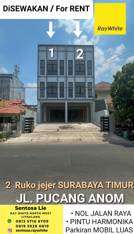 MURAH Disewakan 2 Unit Jejer Ruko Baru Modern 3 Lantai Surabaya Timur - Ruko Raya Pucang Anom - Ngagel Jaya Selatan - Gubeng Kertajaya - Nol Jalan Raya - Parkiran Luas - Cocok Buat Segala Usaha