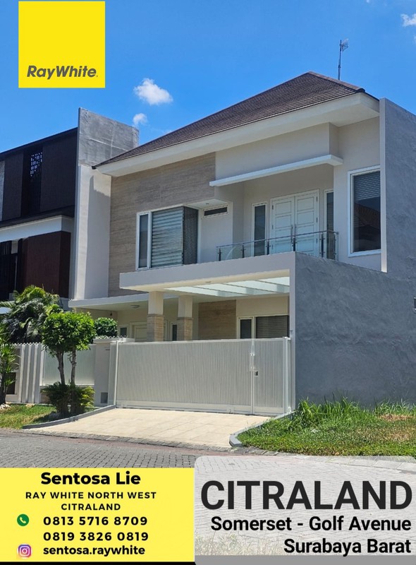 MURAH LUAS 240 m2 Dijual Rumah Citraland Somerset - Golf Avenue Surabaya Barat - Modern 2 Lantai Dekat Uc, Hokky Buah, Ciputra Hospital