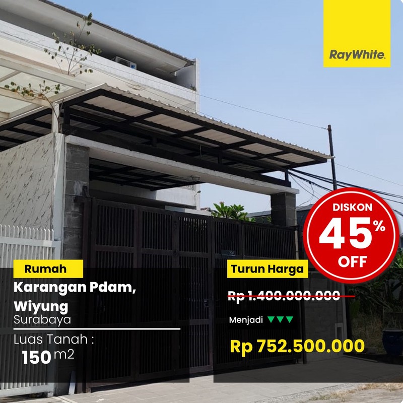 Dijual Rumah Lelang di Karangan PDAM Wiyung Surabaya