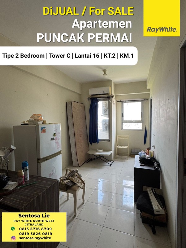 Murah Dijual Apartemen Puncak Permai 2 Bedroom Semi Furnished Tower C Lantai 16 Dekat Pasar Modern Puncak Permai, Darmo Permai , Pakuwon Mall, Sekolah Jac, Iph