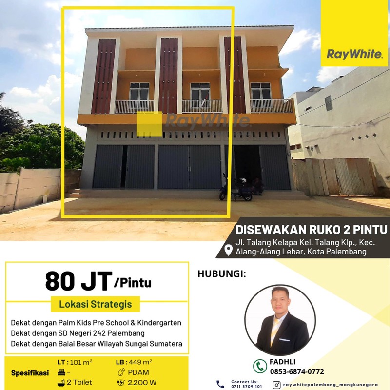 Ruko 2 Pintu Sewa di Talang Kelapa