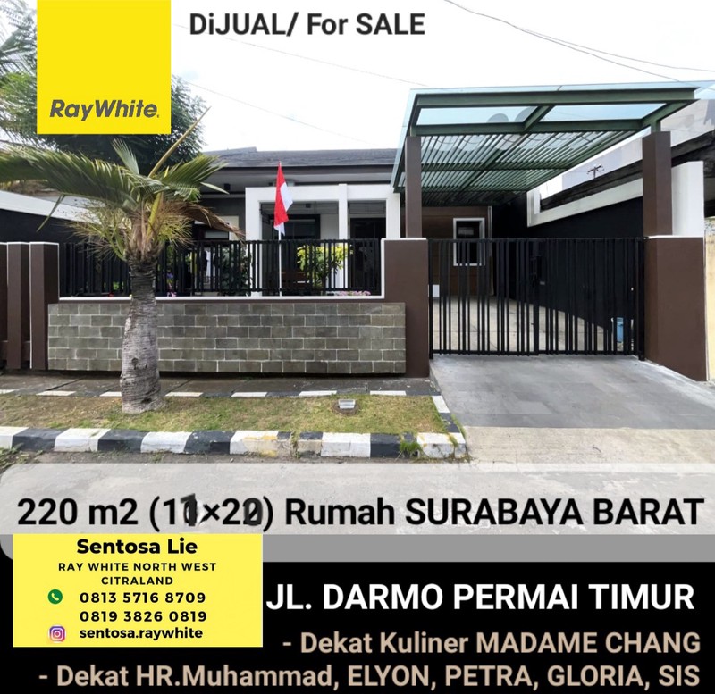 3 Milyar-an Luas 220 M2 Dijual Rumah Darmo Permai Timur - Dekat Madame Chang, Hr. Muhammad, Pasar Modern Puncak Permai, Pakuwon Mall, Akses Tol Satelit