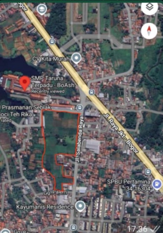 Kavling Strategis Luas 43.000 M2 / 4.3 Hektar Lokasi di Parakan Jaya Kemang Bogor Jawa Barat